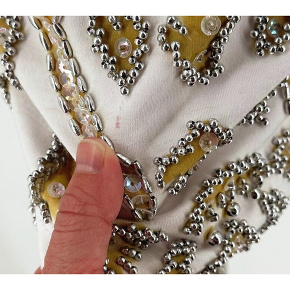 Attitudes By Debra Womens Beaded Mini Body-Con Dress Medium Embellished Retro - Picture 5 of 10